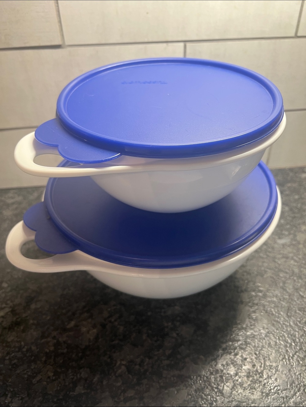 Set of 2 TUPPERWARE THATS A BOWL -Lidded Mixing Bowls with Handles.